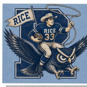 Rice Owls Lasso Rider t-shirt design, light blue